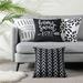 Red Barrel Studio® Eveque Outdoor Square Pillow Cover Microfiber in White/Black | 18 H x 18 W x 1 D in | Wayfair 53EACBAEF6D941B3B54E3BD7C8E72C7A