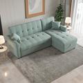 Green Sectional - Latitude Run® 82" Wide Sleeper Sofa & Chaise Linen | 31.9 H x 81.9 W x 55.1 D in | Wayfair 9E2BACA6CFC446E6A49048150A87A7E5