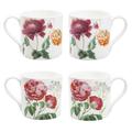 Grace's Tea Ware Rose Mum Floral Bone China Coffee Mug, Set Of 4 Bone China/Ceramic in Brown/Green/Red | 3.5 H x 5 W in | Wayfair S18622BC-6