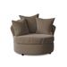 Barrel Chair - Andover Mills™ Alsup Barrel Chair Faux Leather/Polyester/Cotton/Other Performance Fabrics in Brown | 38 H x 46 W x 44 D in | Wayfair