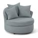 Barrel Chair - Andover Mills™ Alsup Barrel Chair Faux Leather/Polyester/Cotton/Other Performance Fabrics in Blue/Brown | Wayfair