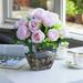 Primrue Rose Floral Arrangement in Glass Vase Faux Silk in Indigo/Pink | 14 H x 10 W x 10 D in | Wayfair 9A4689AA7E144CB69373D6A02C9194AB
