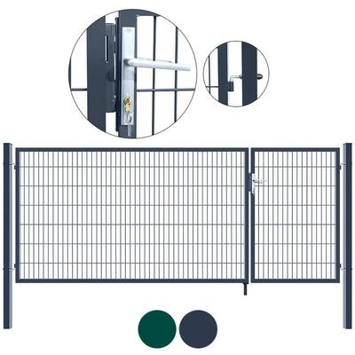 Doppelflügel Gartentor aditus Farbe: Anthrazit, Größe: 100 x 350 cm Gartentür Zauntor Pforte Hoftor Image
