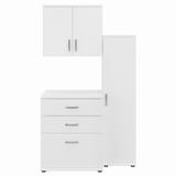 Bush Business Furniture Universal 44W 3 Piece Modular Storage Set with Floor and Wall Cabinets in White - UNS005WH