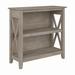 Bush Furniture Key West Small 2 Shelf Bookcase in Washed Gray - KWB124WG-03