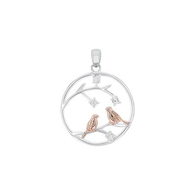 amor - Motivanhänger für Damen, 925 Sterling Silber, Zirkonia synth. Charms & Kettenanhänger 1 ct