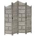 vidaXL Hand carved 4-Panel Room Divider Gray 63"x65" Solid Mango Wood