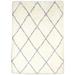 One of a Kind Hand-Woven Modern 5' x 8' Diamond Wool Ivory Rug - 5' x 7'