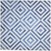 One of a Kind Hand-Woven Modern 6' Square Diamond Leather Blue Rug - 6' Square