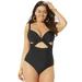 Plus Size Women's Cut Out Underwire One Piece Swimsuit by Swimsuits For All in Black (Size 26)