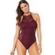 Plus Size Women's Crochet High Neck One Piece Swimsuit by Swimsuits For All in Wine (Size 4)