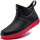 GURGER Wellies Mens Ankle Short Wellington Boots Rubber Rain Boots Waterproof Black Red Size 7.5