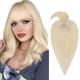 10inch Hair Toppers for Thinning Hair Women Real Hair #60 Platinum Blonde- Mono Base 100% Human Hair Extensions with Fringe Crown Clip in Hair Top Piece