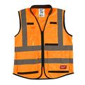 Milwaukee Premium Hi Visibility Vest 15 Pockets Orange Size L/XL