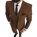 Men's Brown Business Suits Two Button 3 Piece Slim Fit Notch Lapel Wedding Tuxedos Suit 48/42