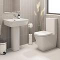 Affine Bathroom Cloakroom Suite Toilet WC Basin Full Pedestal Modern White Gloss