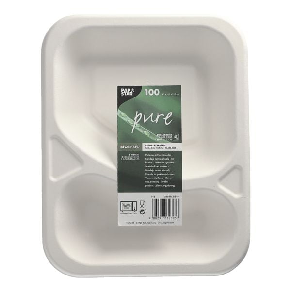 Papstar 100 Siegelschalen 2-geteilt weiß 825 ml - 18,5 x 23,5 cm weiß Image