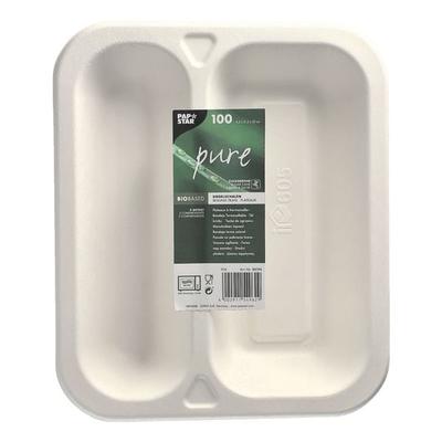 Papstar 100 Siegelschalen 2-geteilt weiß 975 ml - 21,2 x 25 cm weiß