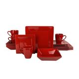 Ten Strawberry Street Nova Square 16 Piece Dinnerware Set, Service for 4 Ceramic/Earthenware/Stoneware in Red | Wayfair NOVA-16SQ-RED