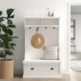 Lark Manor™ Arjae Hall Tree w/ Bench & Shoe Storage Wood in White | 64.5 H x 40 W x 18.5 D in | Wayfair SEHO7734 32536143