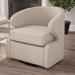 Barrel Chair - Latitude Run® Sidibe 74.93Cm Swivel Barrel Chair Fabric in White/Brown | 27.3 H x 26.91 W x 25.74 D in | Wayfair LATR7704 34451508