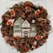 The Holiday Aisle® Thanksgiving Wreath Gather Here w/ Grateful Hearts Burlap/Deco Mesh, Wood in Brown/Orange | 24 H x 24 W x 6 D in | Wayfair