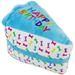 Blue Happy Birthday Cake Slice Plush Dog Toy, Small, Blue / Multi-Color