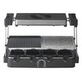 Trebs 815007 Raclette Grill 15100 Rakel mit Haube-Steingrill-Teppanyaki-8 Rakelpfannen-doppelt antihaftbeschichtet-1300 W-Schwarz, Kunststoff