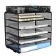 EasyPAG 5 Tier A4 Mesh in Tray Desk Tidy File Holder Magazine Organiser Paper Storage Desktop Office Supplies Organiser Rack,Black