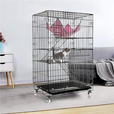 Tucker Murphy Pet™ 3-Tier Cat Pet Animal Cage Playpen w/ Hammock White in Black, Size 45.3 H x 29.9 W in | Wayfair E00AFFF79E22457ABEA9E26597ABAF74