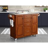 Red Barrel Studio® Littrell-a-Cart Kitchen Island w/ Stainless Steel Top in Brown/Gray/Red | 35.5 H x 48 W x 17.75 D in | Wayfair ATGR8754 34479506