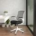 Inbox Zero Jayetta Mid-Back Mesh Swivel Ergonomic Task Office Chair w/ Flip-Up Arms Upholstered/Mesh in White | 41.25 H x 24.5 W in | Wayfair