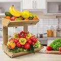 Sorbus Bamboo Fruit Vegetable Basket Kitchen Counter Stand 2 Tier Rack, Home Storage Tiered Bowl Display Tray Holder For Bread | Wayfair BAM-TR2