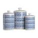 Bungalow Rose Clemon 3 Piece Kitchen Canister Set Porcelain/China in Blue/White | 7.5 H x 5.5 W x 5.5 D in | Wayfair