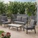 Corrigan Studio® Leslee Outdoor 4-Piece Sofa Seating Group w/ Cushions in Gray | 34.5 H x 53.5 W x 32.25 D in | Wayfair