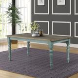 Ophelia & Co. Cierra Two-Tone Dining Table Wood in Blue/Brown/Gray | 30 H x 68 W x 38 D in | Wayfair 383C370E74D947BF8E186B40FBA9E446