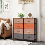 Wade Logan® Annyka 8 Drawer 31.5" W Chest Wood/Metal in Orange/Blue/Brown | 32.1 H x 31.5 W x 11.8 D in | Wayfair 0DD2D0479FF348CF8A8972EEC67DA063