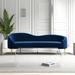 Willa Arlo™ Interiors Shurtz 85.5" Velvet Curved Sofa Velvet in Blue | 30.5 H x 85.5 W x 31.75 D in | Wayfair BAAE1D69811A44F6B5DE9530F535CD16