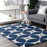 Blue/Gray 60 x 0.39 in Area Rug - Langley Street® Klar Tufted Contemporary Trellis Navy/Gray/White Area Rug Polyester | 60 W x 0.39 D in | Wayfair