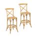 Porthos Home Ziva Bar Stools Set of 2, Elm Wood with Woven Rattan