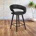 Contemporary Rounded Back Counter Height Stool with Wood Frame - 22"W x 19"D x 33.25"H