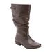 Wide Width Women's The Monica Wide Calf Leather Boot by Comfortview in Brown (Size 10 W)