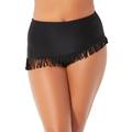 Plus Size Women's Fringe Sarong Skirt by Swimsuits For All in Black (Size 10)