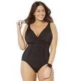 Plus Size Women's Twist Ruched One Piece Swimsuit by Swimsuits For All in Black (Size 8)