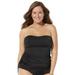 Plus Size Women's Bandeau Adjustable Tankini Top by Swimsuits For All in Black (Size 26)