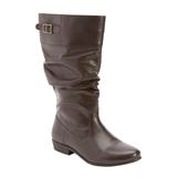 Extra Wide Width Women's The Monica Wide Calf Leather Boot by Comfortview in Brown (Size 12 WW)