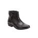 Wide Width Women's The Terri Leather Bootie by Comfortview in Black (Size 10 1/2 W)