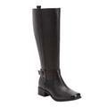 Wide Width Women's The Donna Wide Calf Leather Boot by Comfortview in Black (Size 7 W)