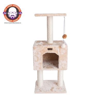 Real Wood 42" Cat Tree With Condo And Scratch Post by Armarkat in Beige