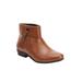 Wide Width Women's The Terri Leather Bootie by Comfortview in Dark Cognac (Size 9 W)